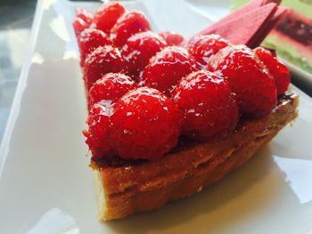 Close-up of strawberry served in plate