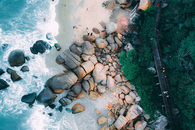 High angle view of rocks in swimming pool