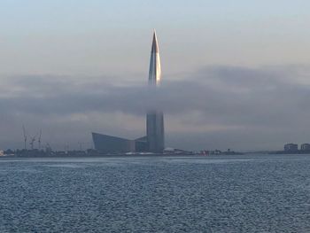 View of sea against cloudy sky