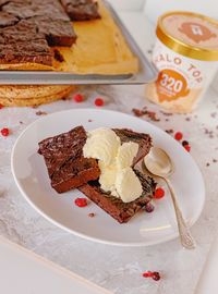 High angle view of cake on table