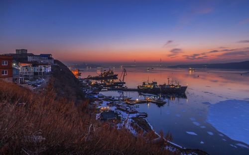 Scenic view of sea against sky during sunset