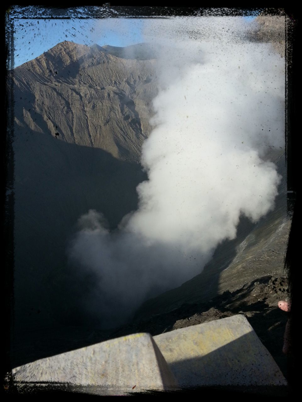 transfer print, auto post production filter, high angle view, sky, weather, day, outdoors, cloud - sky, nature, no people, water, part of, sunlight, cloudy, panoramic, rock - object, beauty in nature, built structure, mountain