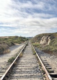 Train tracks along a costal bluff