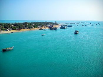 Scenic view of boats in sea