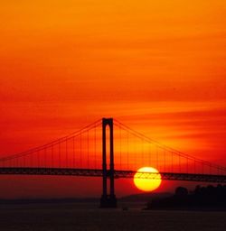 Sun shining through bridge