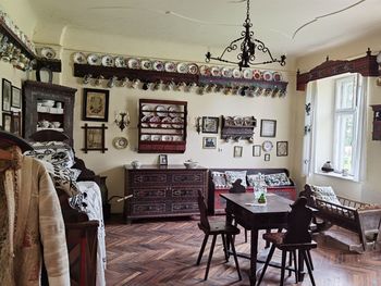 Chairs on table at home