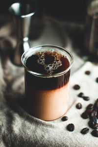 Close-up of coffee cup on table