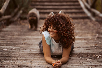 Portrait of young woman looking away