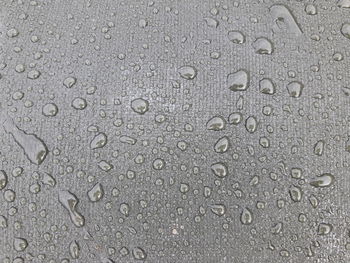 Full frame shot of raindrops on windshield