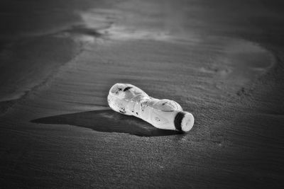 High angle view of bottle on table