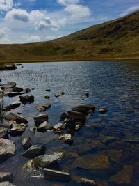 Scenic view of lake against sky