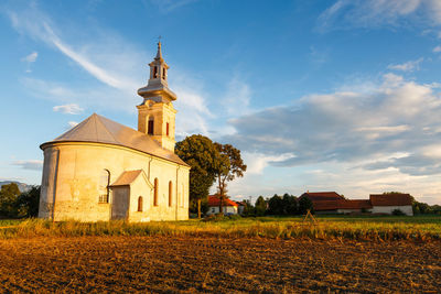 Rural landscape with a church in turiec region, central slovakia.