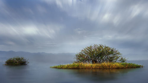 Scenic view of lake against sky