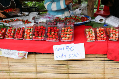 Various vegetables for sale at market stall