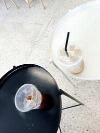 High angle view of coffee on table