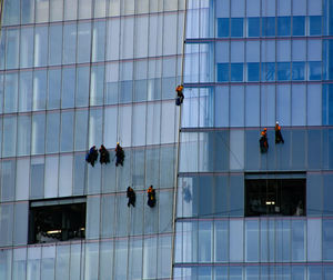 People working in modern building