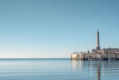 Scenic view of sea against clear sky