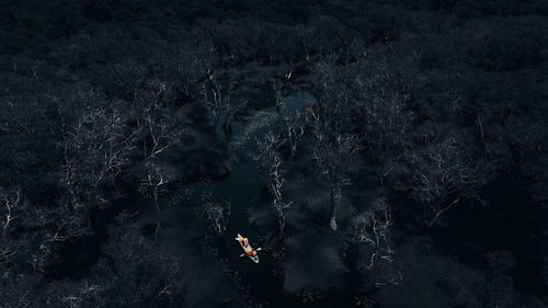 High angle view of city at night