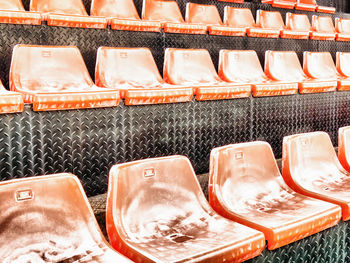 High angle view of empty chairs