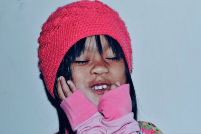 Portrait of a girl in snow