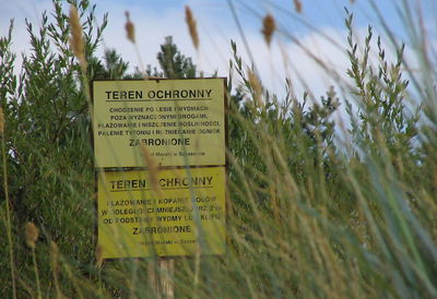 Close-up of warning sign