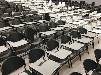 High angle view of empty chairs