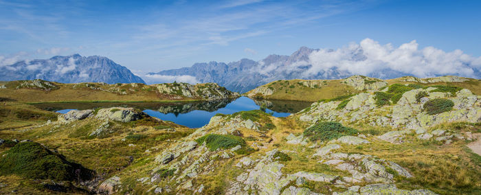 Scenic view of mountains against sky