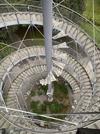 High angle view of spiral staircase