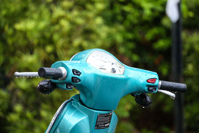 Close-up of coin-operated binoculars against blurred background