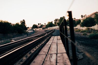 Railroad tracks on railroad track