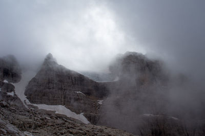 Scenic view of mountains against cloudy sky