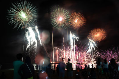 Firework display at night