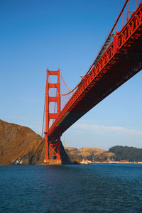 Golden gate suspension bridge over sea