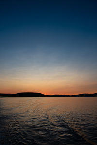 Scenic view of sea against sky at sunset