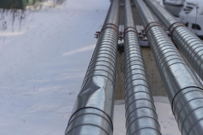 High angle view of pipes