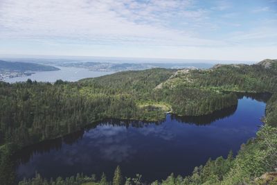 Scenic view of lake against sky