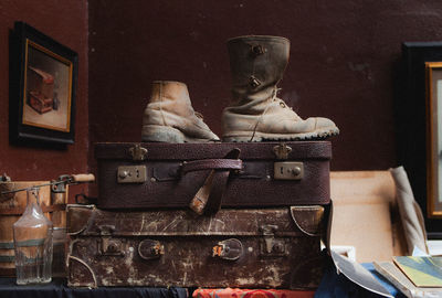 Old boots with old suitcases