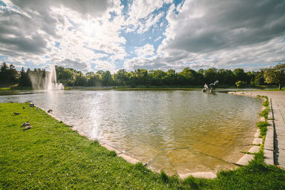 Scenic view of lake against sky