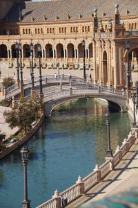 Arch bridge over canal in city