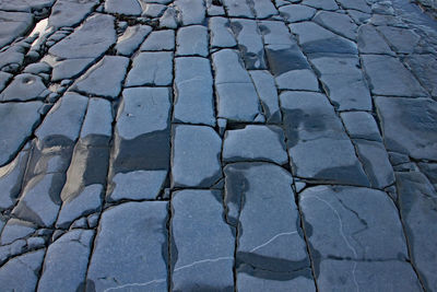 High angle view of stone cobblestone street