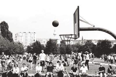 High angle view of people in park