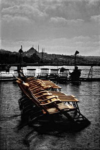 View of pier in river
