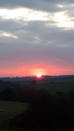 Scenic view of silhouette landscape against sky during sunset