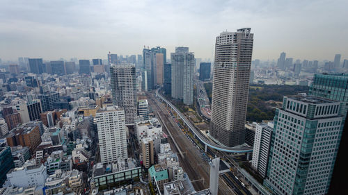 Aerial view of buildings in city