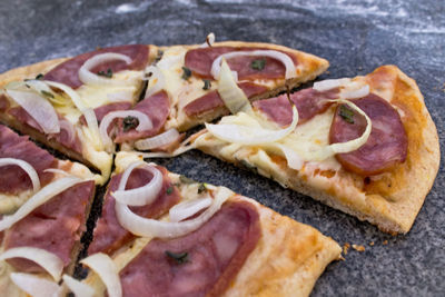 Close-up of pizza slices