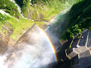 Scenic view of rainbow over river