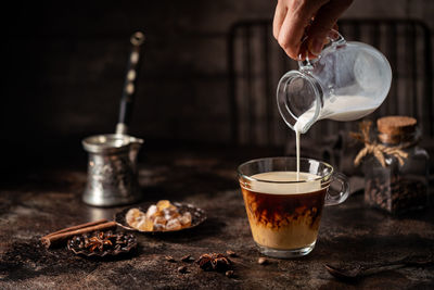 Close-up of coffee on table