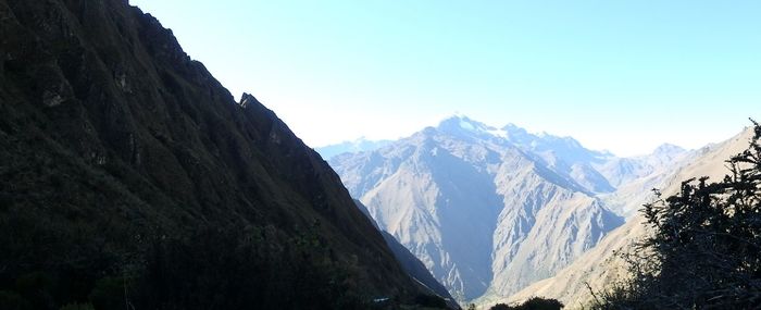 Scenic view of mountains against clear sky