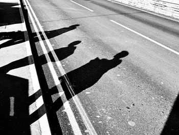 Shadow of people on road