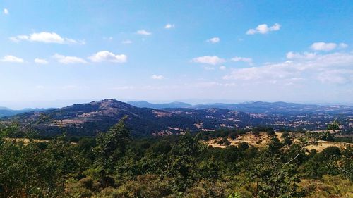 High angle view of landscape against cloudy sky